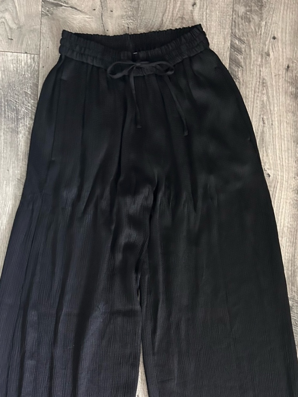 COS Textured Wide-Leg Drawstring Pants Black Size 2 - Picture 5 of 9